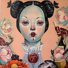 Vernissage di bon appétit personale di afarin sajedi alla dorothy circus gallery